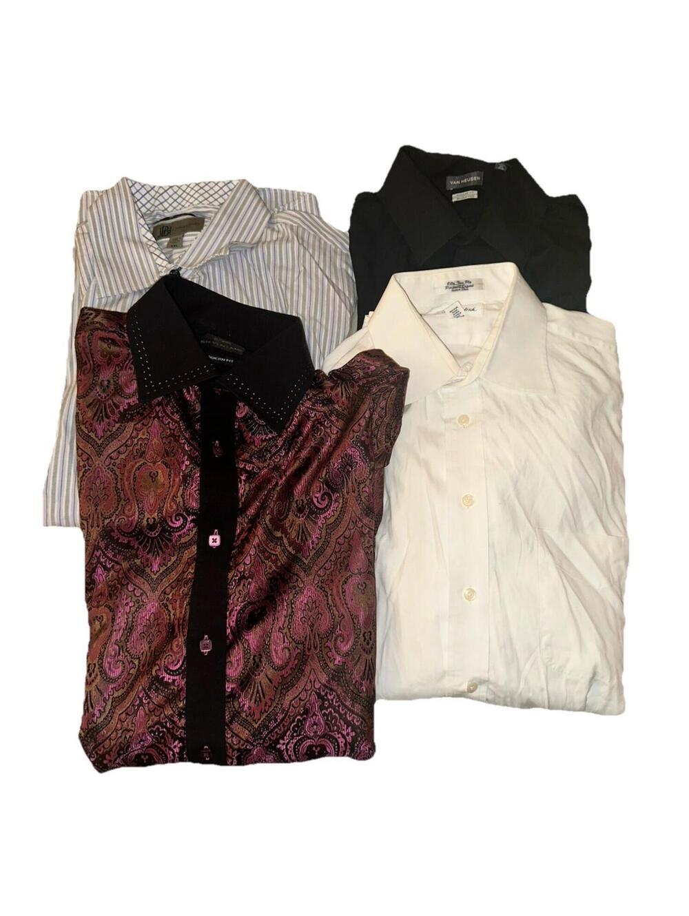 Lot of 4 Men's Dress Shirts XL XXL Steven Land JBH Paul Fredrick Van Heusen - Picture 2 of 7